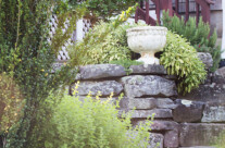 Stone wall with vase