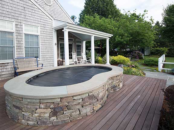 Deck with hot tub